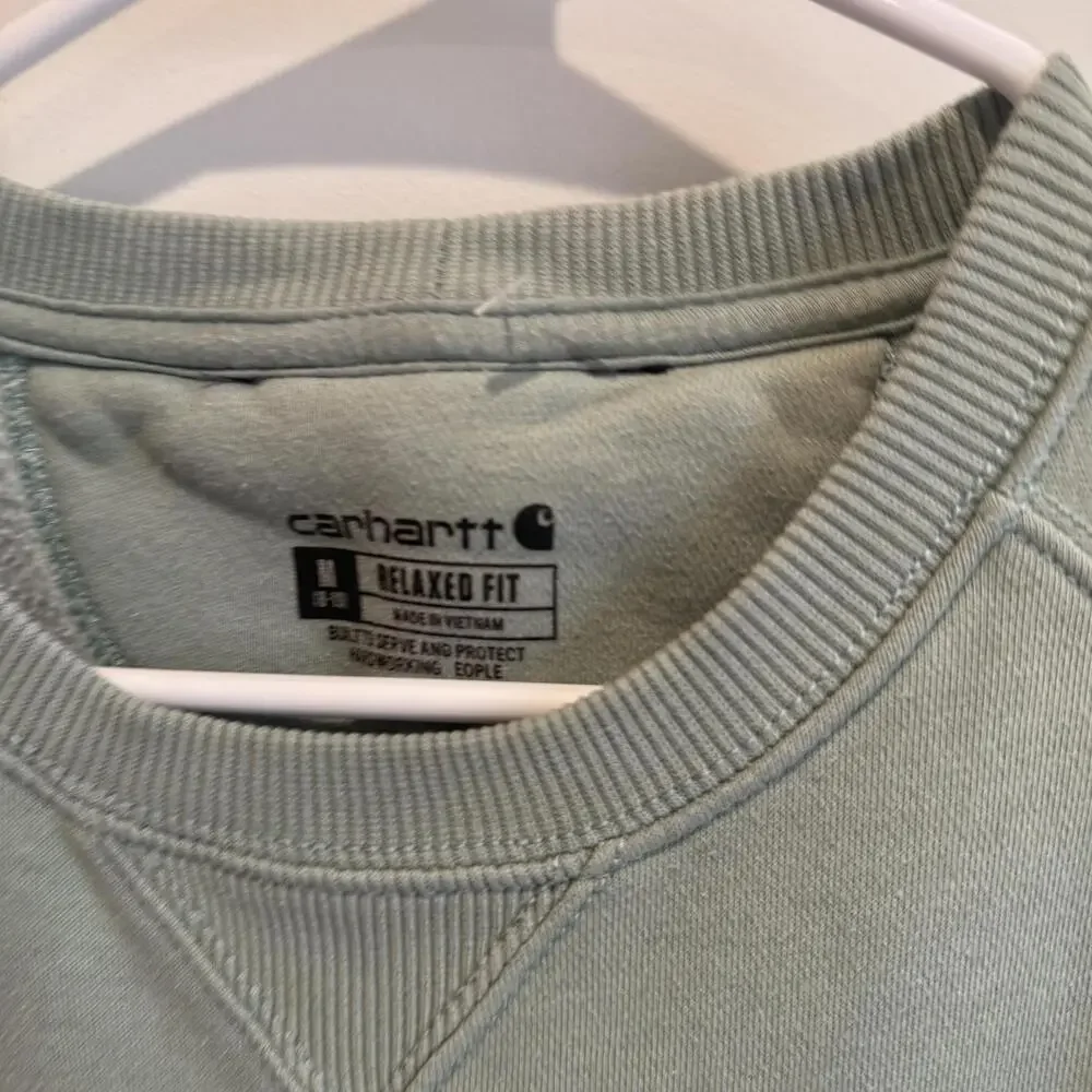 Carhartt Women's Crewneck Sweatshirt in Light Green Relaxed Fit Medium - Picture 4 of 5